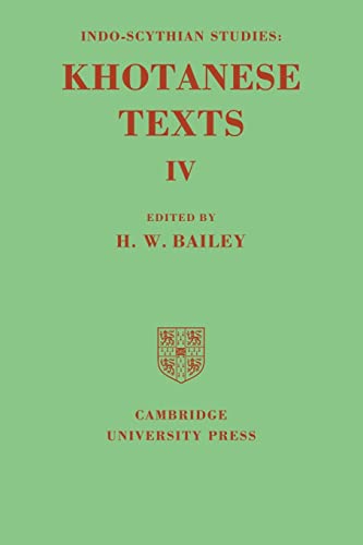 9780521119092: Indo-Scythian Studies: Being Khotanese Texts Volume IV: Volume 4 Paperback