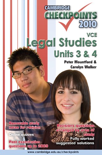 Cambridge Checkpoints VCE Legal Studies Units 3 and 4 2010 (9780521121194) by Mountford, Peter; Walker, Carolyn