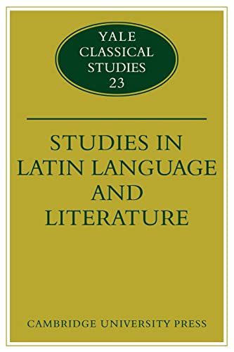 9780521124614: Studies in Latin Language and Literature Paperback: 23 (Yale Classical Studies, Series Number 23)