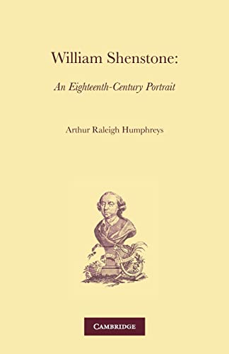 9780521125277: William Shenstone Paperback: An Eighteenth-Century Portrait