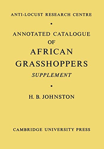 9780521157711: Annotated Catalogue of African Grasshoppers: Supplement