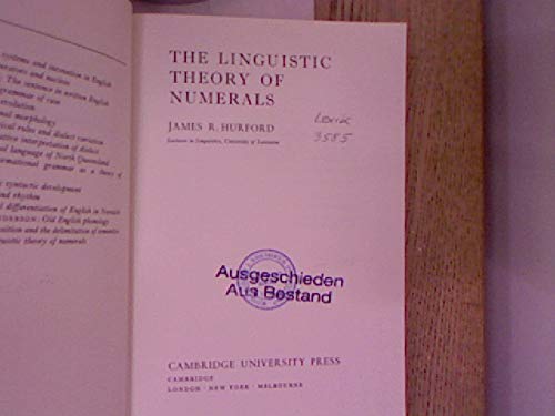 Imagen de archivo de The Linguistic Theory of Numerals (Cambridge Studies in Linguistics) a la venta por Ystwyth Books