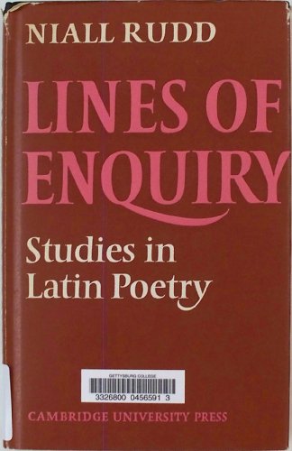 Beispielbild fr Lines of Enquiry : Studies in Latin Poetry zum Verkauf von Better World Books