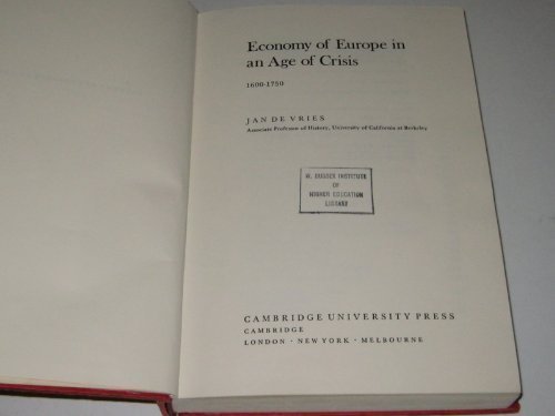 Beispielbild fr The Economy of Europe in an Age of Crisis, 1600-1750 zum Verkauf von Better World Books