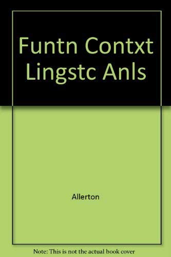 9780521224291: Funtn Contxt Lingstc Anls