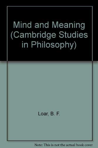 9780521229593: Mind and Meaning (Cambridge Studies in Philosophy)