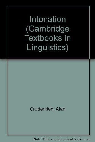Imagen de archivo de Intonation (Cambridge Textbooks in Linguistics) a la venta por Anybook.com