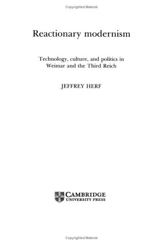 9780521265669: Reactionary Modernism: Technology, culture, and politics in Weimar and the Third Reich