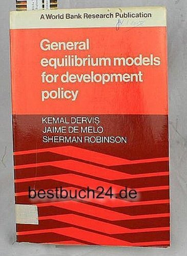 Beispielbild fr General Equilibrium Models for Development Policy zum Verkauf von Better World Books