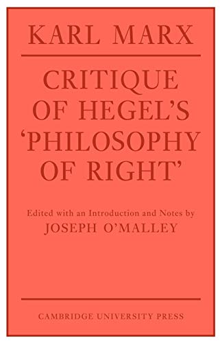 Imagen de archivo de Critique of Hegel's 'Philosophy of Right' a la venta por Chiron Media