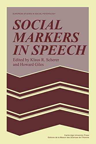Stock image for Social Markers in Speech for sale by N. Fagin Books