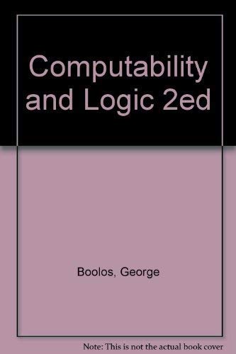Imagen de archivo de Computability and Logic a la venta por Better World Books
