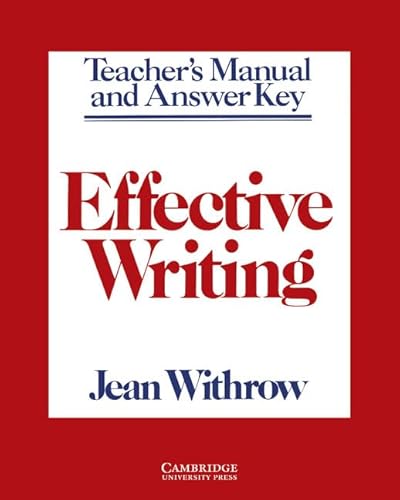 9780521316095: Effective Writing Teacher's manual: Writing Skills For Intermediate Students Of American English