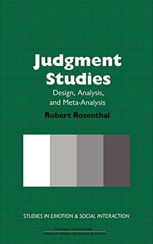 9780521331913: Judgment Studies Hardback: Design, Analysis, and Meta-Analysis (Studies in Emotion and Social Interaction)