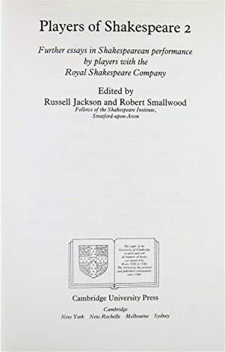 Beispielbild fr Players of Shakespeare 2: Further Essays in Shakespearean Performance by Players with the Royal Shakespeare Company (volume two ONLY) zum Verkauf von Heartwood Books, A.B.A.A.