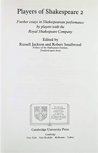 Stock image for Players of Shakespeare 2: Further Essays in Shakespearean Performance by Players with the Royal Shakespeare Company (volume two ONLY) for sale by Heartwood Books, A.B.A.A.