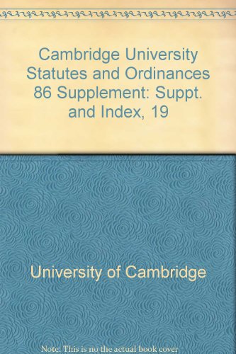 Cambridge University Statutes and Ordinances 86 Supplement (9780521338776) by University Of Cambridge
