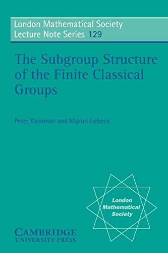 Stock image for The Subgroup Structure of the Finite Classical Groups for sale by Chiron Media