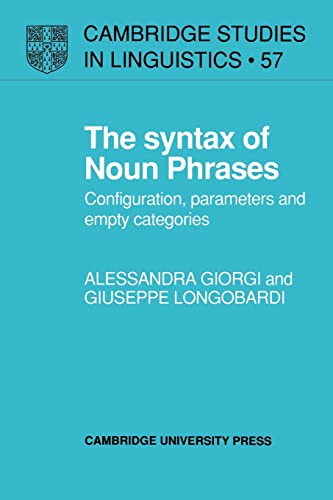 Beispielbild fr The Syntax of Noun Phrases : Configuration, Parameters and Empty Categories zum Verkauf von Better World Books