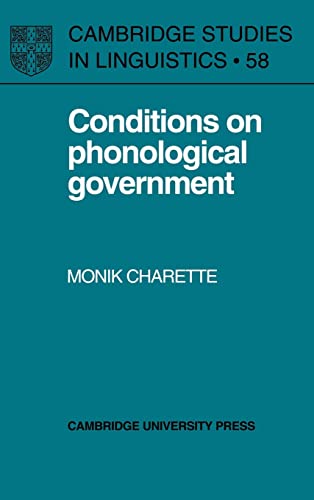 Stock image for CONDITIONS ON PHONOLOGICAL GOVERNMENT for sale by Basi6 International