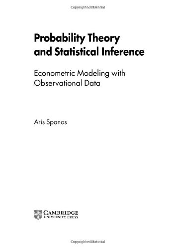 Imagen de archivo de Probability Theory and Statistical Inference: Econometric Modeling With Observational Data a la venta por Anybook.com