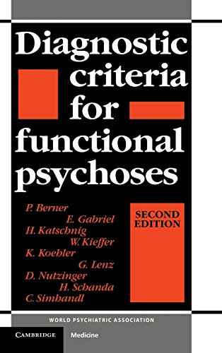 Beispielbild fr Diagnostic Criteria for Functional Psychoses zum Verkauf von Cambridge Rare Books