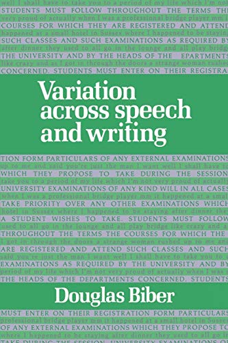 9780521425568: Variation across Speech and Writing