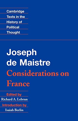 Imagen de archivo de Maistre: Considerations on France a la venta por Chiron Media