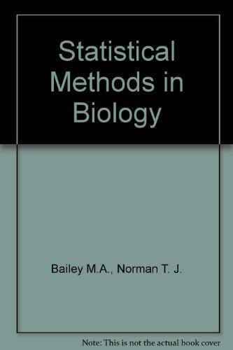Beispielbild fr Statistical Methods in Biology zum Verkauf von Better World Books