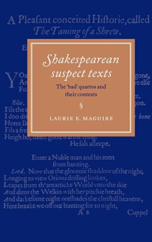 Beispielbild fr Shakespearean Suspect Texts: The 'Bad' Quartos and their Contexts zum Verkauf von AwesomeBooks
