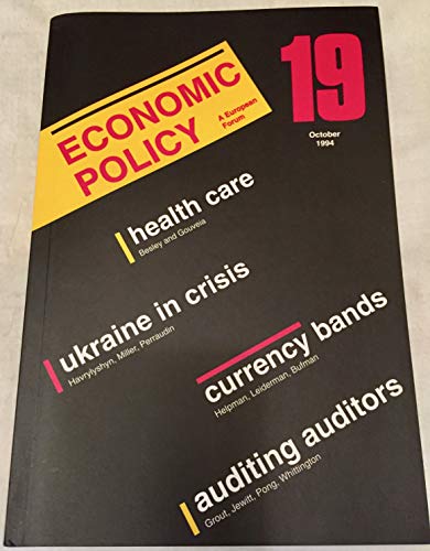 9780521477284: Economic Policy 19 (Economic Policy, Series Number 19)