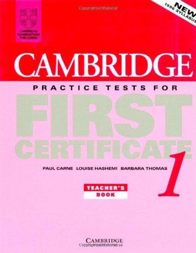9780521498975: Cambridge Practice Tests for First Certificate 1 Teacher's book