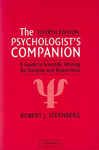 Imagen de archivo de The Psychologist's Companion: A Guide to Scientific Writing for Students and Researchers a la venta por HPB-Red