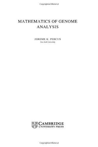 Beispielbild fr Mathematics of Genome Analysis (Cambridge Studies in Mathematical Biology, Series Number 17) zum Verkauf von HPB-Red