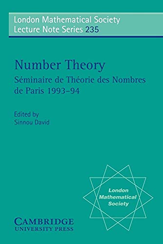 Stock image for Number Theory: S Minaire de Th Orie Des Nombres de Paris 1993 94 for sale by Chiron Media