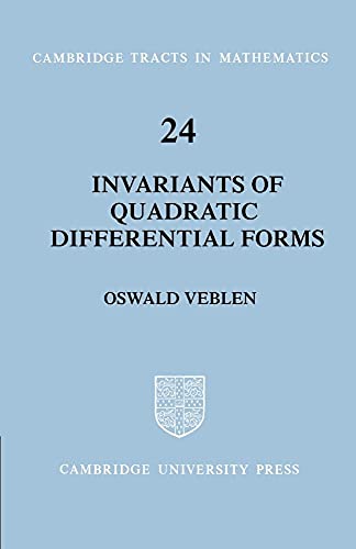 Stock image for Invariants of Quadratic Differential Forms (Cambridge Tracts in Mathematics and Mathematical Physics 24) for sale by Zubal-Books, Since 1961