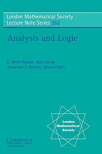 9780521648615: Analysis and Logic Paperback: 262 (London Mathematical Society Lecture Note Series, Series Number 262)
