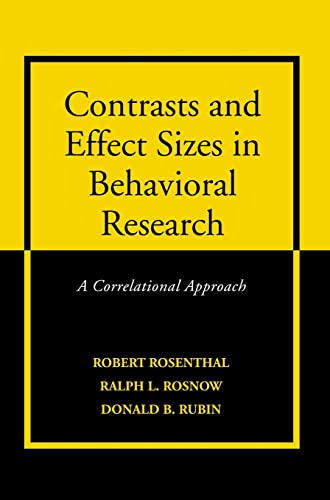 Imagen de archivo de Contrasts and Effect Sizes in Behavioral Research: A Correlational Approach a la venta por HPB-Red