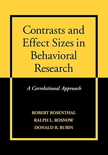 Imagen de archivo de Contrasts and Effect Sizes in Behavioral Research: A Correlational Approach a la venta por SecondSale