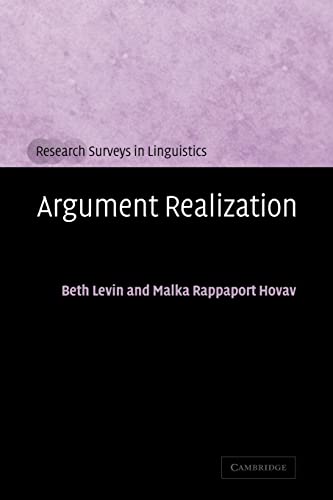 Beispielbild fr Argument Realization (Research Surveys in Linguistics) zum Verkauf von AwesomeBooks