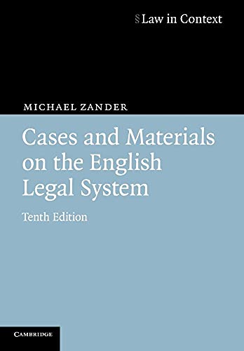 9780521675406: Cases and Materials on the English Legal System 10th Edition Paperback (Law in Context)