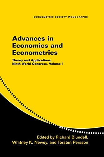 Beispielbild fr Advances in Economics and Econometrics: Theory and Applications, Ninth World Congress: Volume 1 zum Verkauf von Revaluation Books