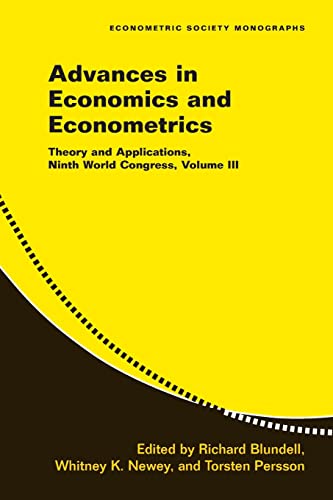 9780521692106: Advances in Economics and Econometrics: Volume 3 Paperback: Theory and Applications, Ninth World Congress (Econometric Society Monographs, Series Number 43)