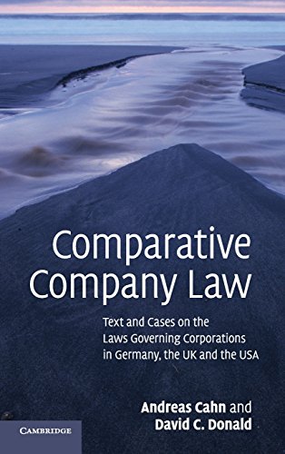 Beispielbild fr Comparative Company Law: Text and Cases on the Laws Governing Corporations in Germany, the UK and the USA zum Verkauf von Cambridge Rare Books