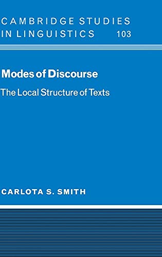 Stock image for Modes of Discourse: The Local Structure of Texts (Cambridge Studies in Linguistics, Series Number 103) for sale by HPB-Red