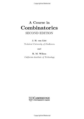9780521803403: A Course in Combinatorics