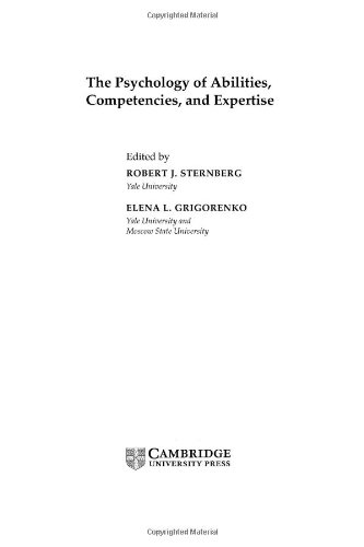 Imagen de archivo de The Psychology of Abilities, Competencies, and Expertise a la venta por Prior Books Ltd