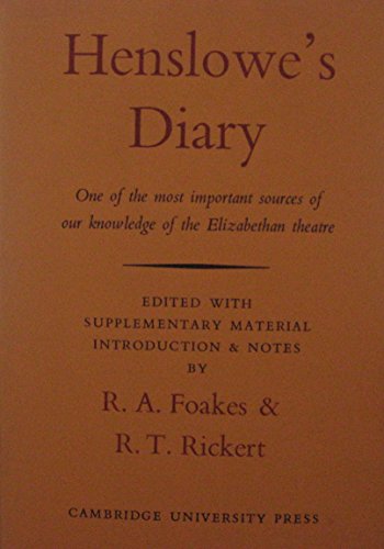 9780521818667: Henslowe's Diary 2nd Edition Hardback