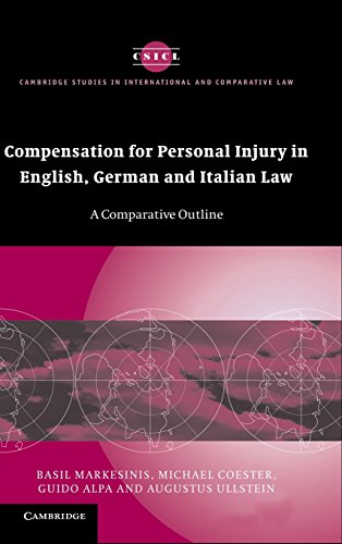 Imagen de archivo de Compensation For Personal Injury In English, German And Italian Law A Comparative Outline. 2005. Hardcover with d.j. xxxvi,238pp. Index. Cambridge Studies in International and Comparative Law. CSICL. a la venta por Antiquariaat Ovidius