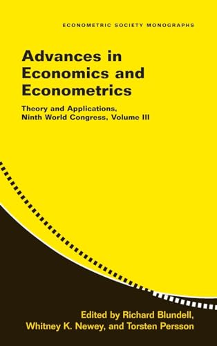 Beispielbild fr Advances in Economics and Econometrics: Volume 3: Theory and Applications, Ninth World Congress (Econometric Society Monographs) zum Verkauf von Midtown Scholar Bookstore